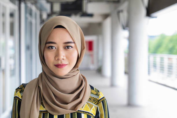 beautiful young muslim asian female urban portrait